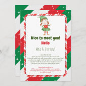 ガールクリスマス小妖精や小人ウェルカムレターカード 招待状 (正面/裏面)