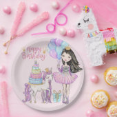 ガールクールアンドユニコーンプリンセスモダン誕生日 ペーパープレート (パーティー)