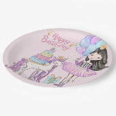 ガールクールアンドユニコーンプリンセスモダン誕生日 ペーパープレート (アングル)