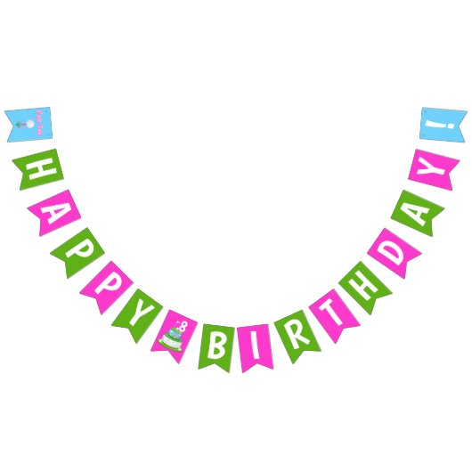 ガールクールズゴルフをテーマにした誕生日バナー バンティングフラッグ (全)