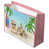 ガールクールビーチベビーとサンドキャッスルアンドサーフボード ラージペーパーバッグ (正面アングル)