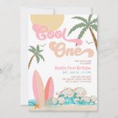 ガールクールワンサーフィン1st誕生日ビーチパーティー 招待状 (正面)
