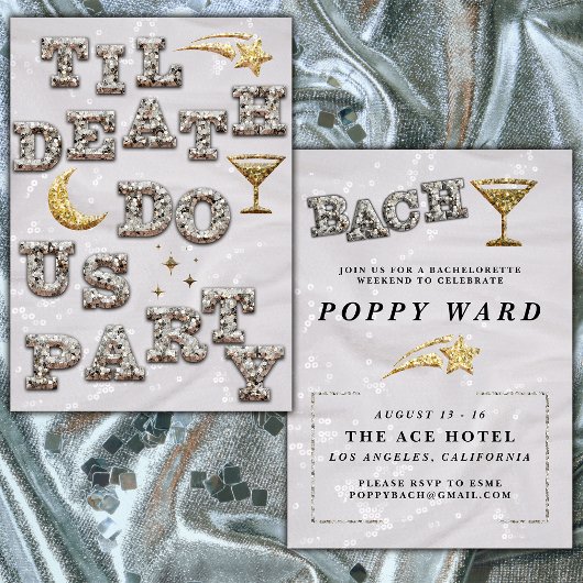 ガールグクールラムグリッターメタリックディスコバチェロレッテ 招待状