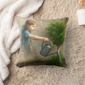 ガールグラフィティ市の木に水をやる クッション (ブランケット)