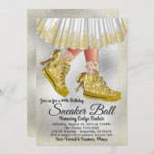 ガールグラムスニーカーボール誕生日パーティーへの招待 招待状 (正面/裏面)