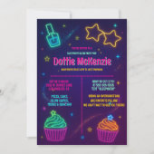 ガールグローネオンカップケーキ爪、 ネイルポーランドスランバーパーティー 招待状 (正面)