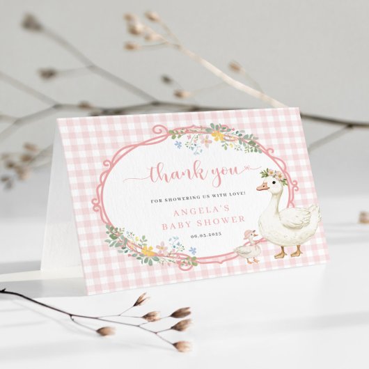 ガールグースベイビーシャワーサンキューカード ノートカード