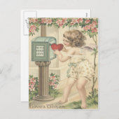 ガールケルブハートキューピッドメールボックスバレンタイン シーズンポストカード (正面/裏面)