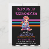 ガールゲームのビデオゲームレベルアップ誕生日 招待状 (正面)