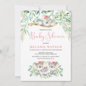 ガールコアラブッシュベビーベビーシャワー招待状 招待状 (正面)