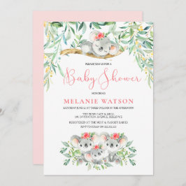 ガールコアラブッシュベビーベビーシャワー招待状 招待状