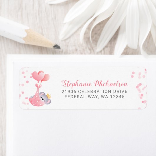 ガールコアラベアベビーベイビーシャワー差出人住所 ラベル (インサイチュ)