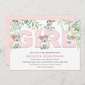 ガールコアラベビーベビーシャワー招待状 招待状 (正面/裏面)