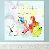 ガールコンテンポラリース読ストレッチキャンバス印刷 キャンバスプリント (インサイチュ (ウッドフロア))