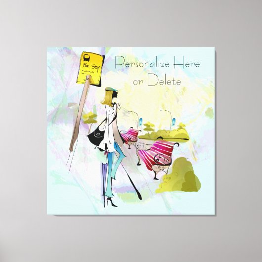 ガールコンテンポラリーバストップス伸張キャンバス印刷 キャンバスプリント (正面)