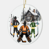 ガールゴアリー男の子と女の子ホッケーオーナメント セラミックオーナメント (左)