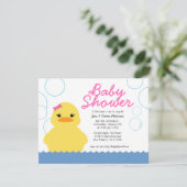 ガールゴムダッキー（アヒルちゃん）ベビーシャワー招待 招待状 (スタンド正面)