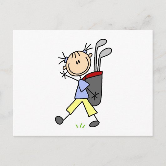 ガールゴルファー(バッグとクラブ) ポストカード (正面)