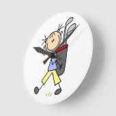 ガールゴルファー(バッグとクラブ) ラウンド壁時計 (傾斜)