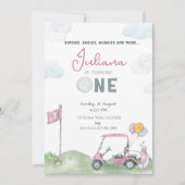 ガールゴルフ誕生日招待状テンプレートゴルフコース セーブザデート (正面)