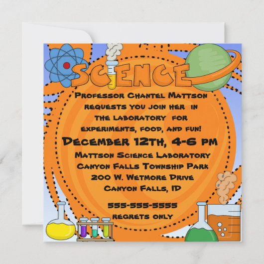 ガールサイエンス誕生日パーティーへの招待 招待状 (裏面)