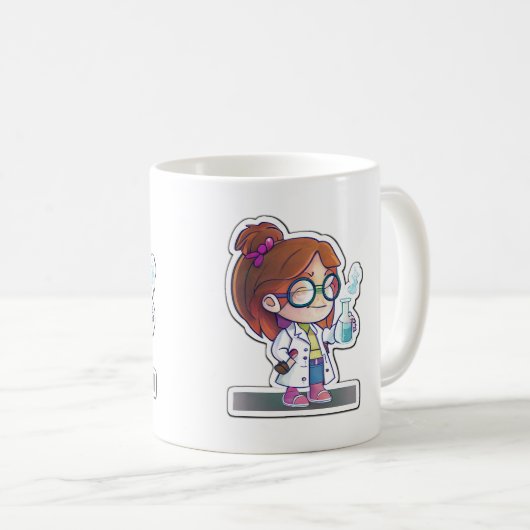 ガールサイエンティストクラシックステッカーArt Mug, 11 oz コーヒーマグカップ (正面右)