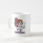 ガールサイエンティストクラシックステッカーArt Mug, 11 oz コーヒーマグカップ (正面左)
