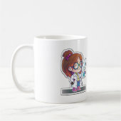 ガールサイエンティストクラシックステッカーArt Mug, 11 oz コーヒーマグカップ (左)