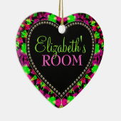 ガールサイケデリックザルームドアハートオーナメント セラミックオーナメント (右)