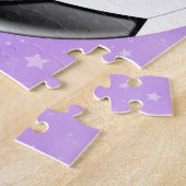 ガールサッカーボールパステルスターパーソナライズされたズ名 ジグソーパズル (側面)