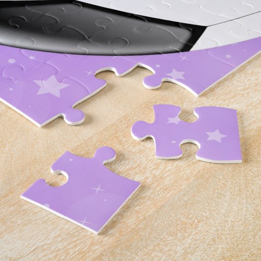 ガールサッカーボールパステルスターパーソナライズされたズ名 ジグソーパズル (側面)