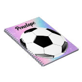 ガールサッカーボールパステルスターパーソナライズされたズ名 ノートブック (右側)
