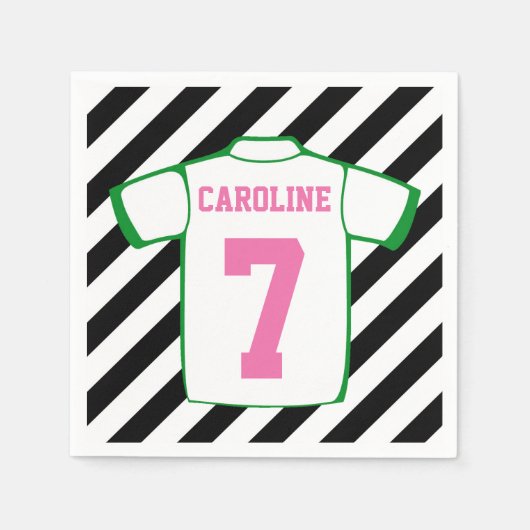 ガールサッカー誕生日パーティナプキンス スタンダードカクテルナプキン (正面)