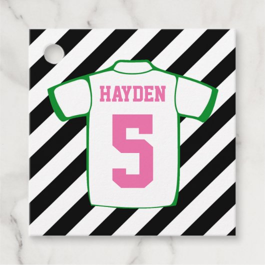 ガールサッカー誕生日パーティーメッセージカード フェイバータグ (正面)