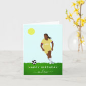 ガールサッカー選手イラストレーション名ジャージー番号 カード (黄色い花)