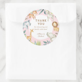 ガールサファリの動物ボホボヘミアンベビーシャワー ラウンドシール