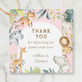 ガールサファリの動物ボホ赤ちゃんシャワー フェイバータグ