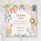 ガールサファリの動物ボホ赤ちゃんシャワー フェイバータグ (正面)