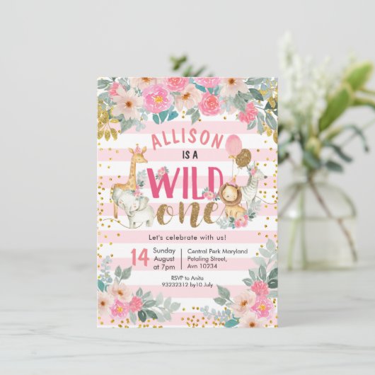 ガールサファリの誕生日の招待状 招待状 (スタンド正面)