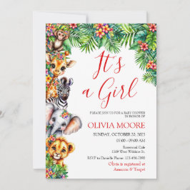 ガールサファリの赤ちゃんシャワー 招待状