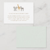 ガールサファリアニマルズベビーシャワーカスタム エンクロージャーカード (正面/裏面)