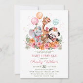ガールサファリアニマルズベビー散布 招待状 (正面)