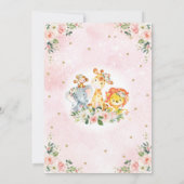 ガールサファリアニマルズ赤面ピンクフローラジャングルベビー サンキューカード (裏面)