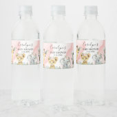 ガールサファリアニマルベビーシャワー招待状緑 ペットボトルラベル (ボトル)