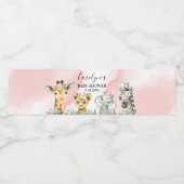 ガールサファリアニマルベビーシャワー招待状緑 ペットボトルラベル (シングルラベル)