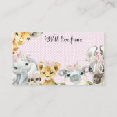 ガールサファリディスプレイベビーシャワー 名刺 (裏面)