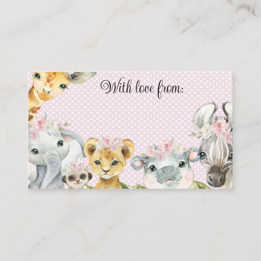 ガールサファリディスプレイベビーシャワー 名刺 (裏面)