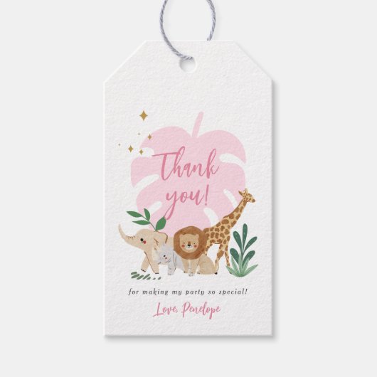 ガールサファリバースデーパーティーありがとうギフトラベル ギフトタグ (正面)