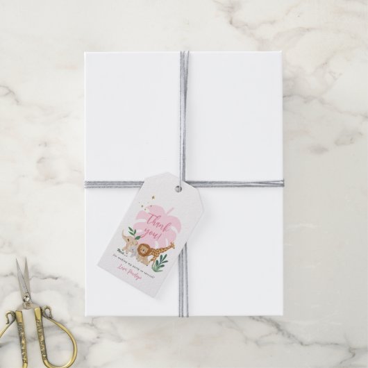 ガールサファリバースデーパーティーありがとうギフトラベル ギフトタグ (より糸付き)