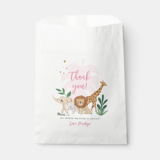 ガールサファリバースデーパーティーありがとうギフトラベル フェイバーバッグ (正面)